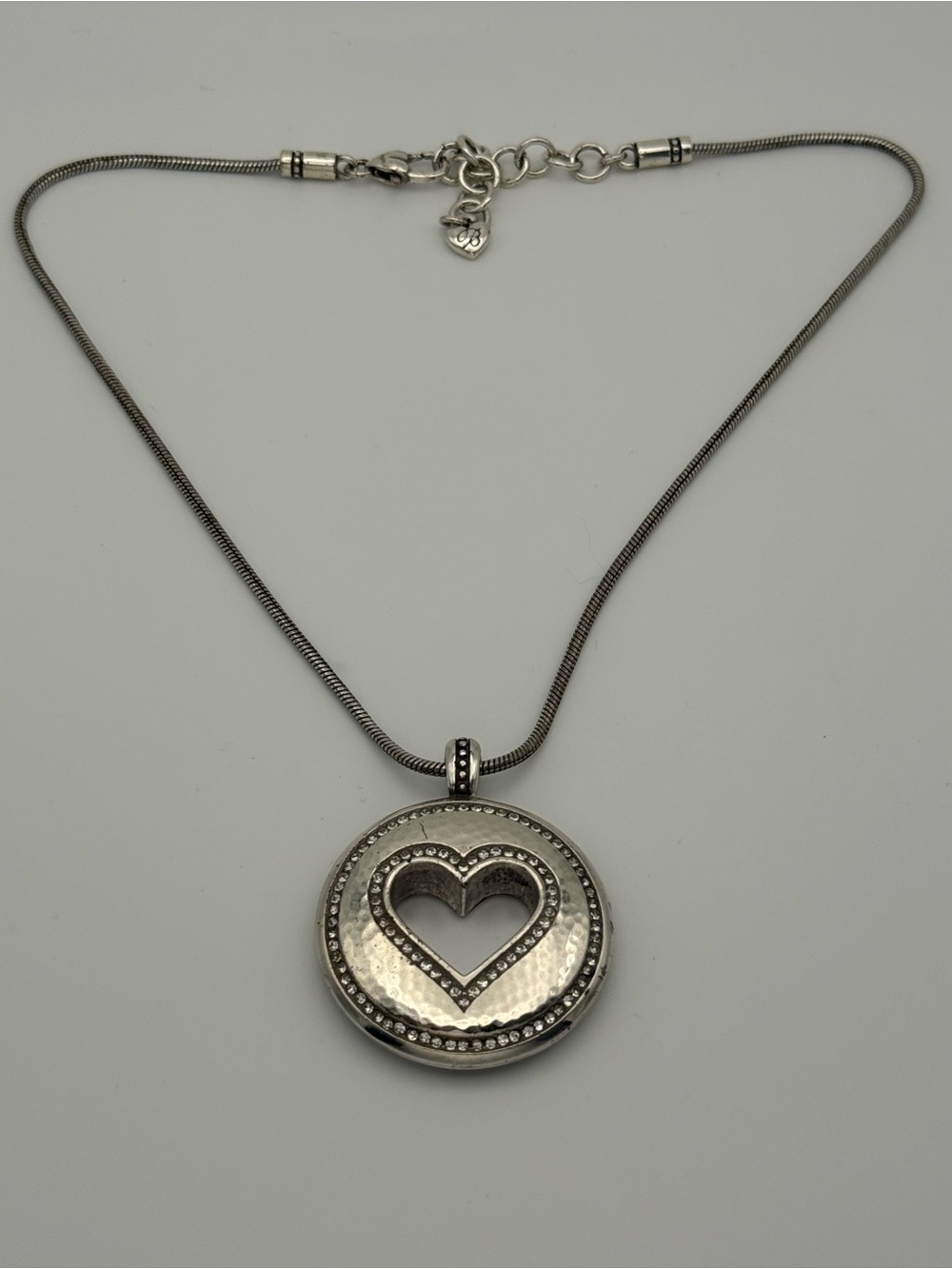 Retired Brighton Sterling-Look Silver Heart Pendant Necklace - Women Jewelry